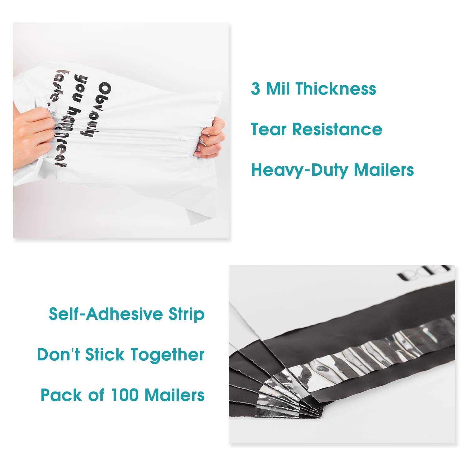 Holijolly Poly Mailers 25,4 X 33 Cm Blanc Avec Poignée