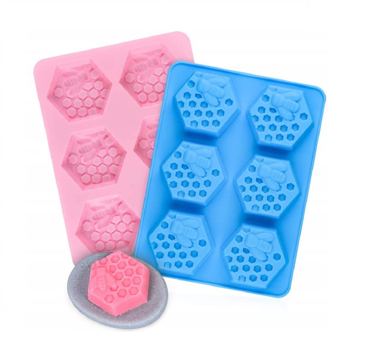FirstTry Soap Molds I 3D Fondant Hexagon Bee Honeycomb Shape Silicone Mould Tray I Handmade Sharp Soap Making Forms I for Lotion Bar Cake Chocolate Candy Ice DIY Candle Resin Art Craft - 6 Cavity-image-19