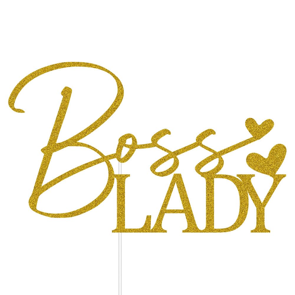 Boss Lady Cake Topper - Purple Glitter Birthday Decor For Women & Girls Gender Reveal Parties