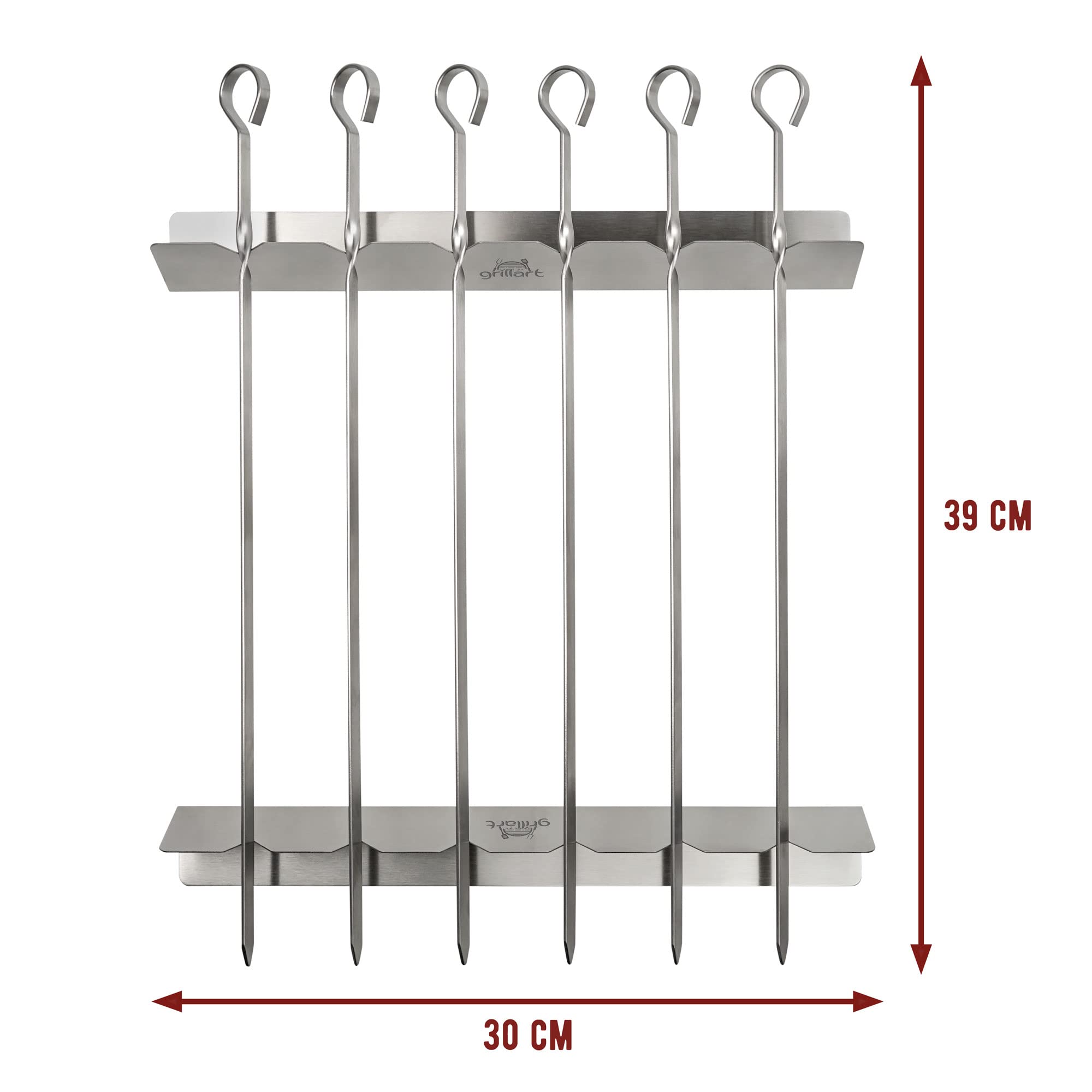 grillart® Spiedini di alta qualità in acciaio inox con struttura – Spiedini per barbecue di alta qualità con rotazione a 360° per una preparazione uniforme (confezione doppia, set shish kebab set)
