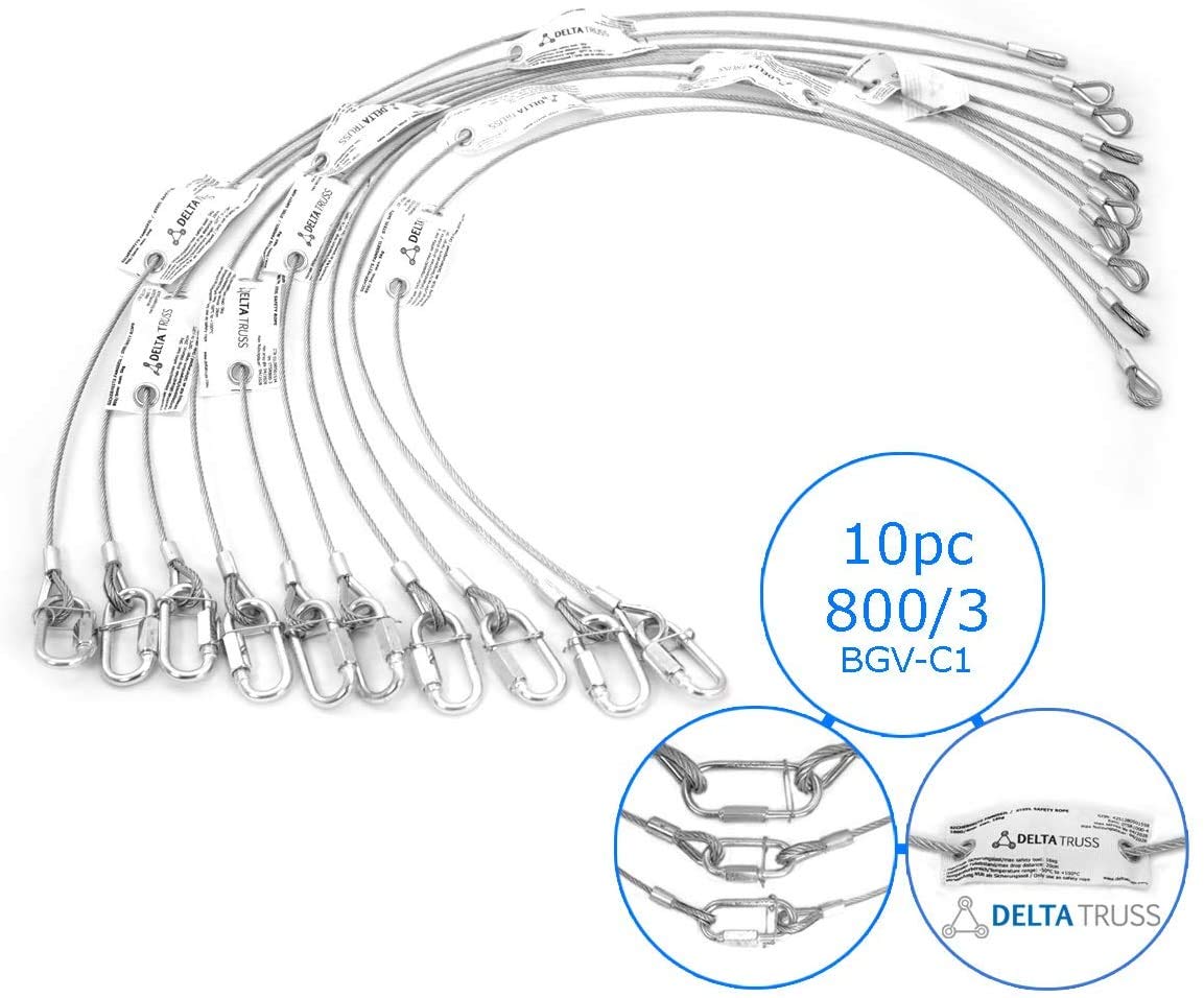 10 x de seguridad Fang cuerda/Safety/Copia cuerda según norma DGUV 115 – 002 17 (Antes BGV de C1) para Seguridad de cargas a través de personas