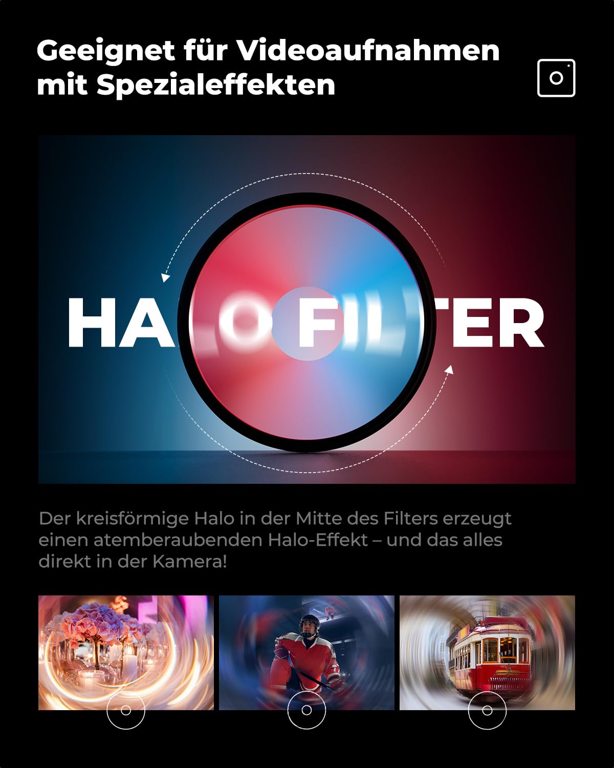 K&F Concept Nano B-Serie Halo Effektfilter 82mm Wirbelverzerrungen und Tunnelblick Spezialeffektfilter