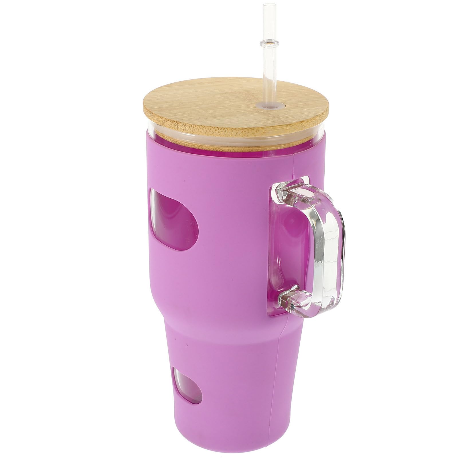Taza de vidrio de 32oz CHILDWEET con pajita y funda silicona