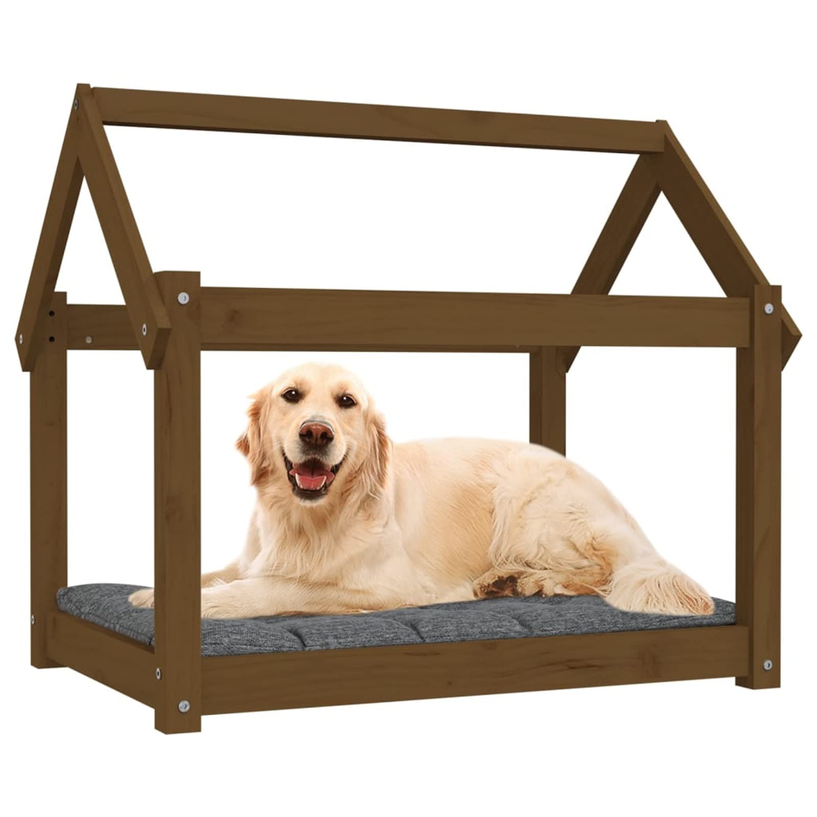 Homgoday Bursztynowe legowisko dla psa 81 x 60 x 70 cm z litego drewna sosnowego, wystrój klatki dla psa klatka dla psa wewnętrzna Kennel dla psów klatki dla psów na zewnątrz ogrodzenie dla psa