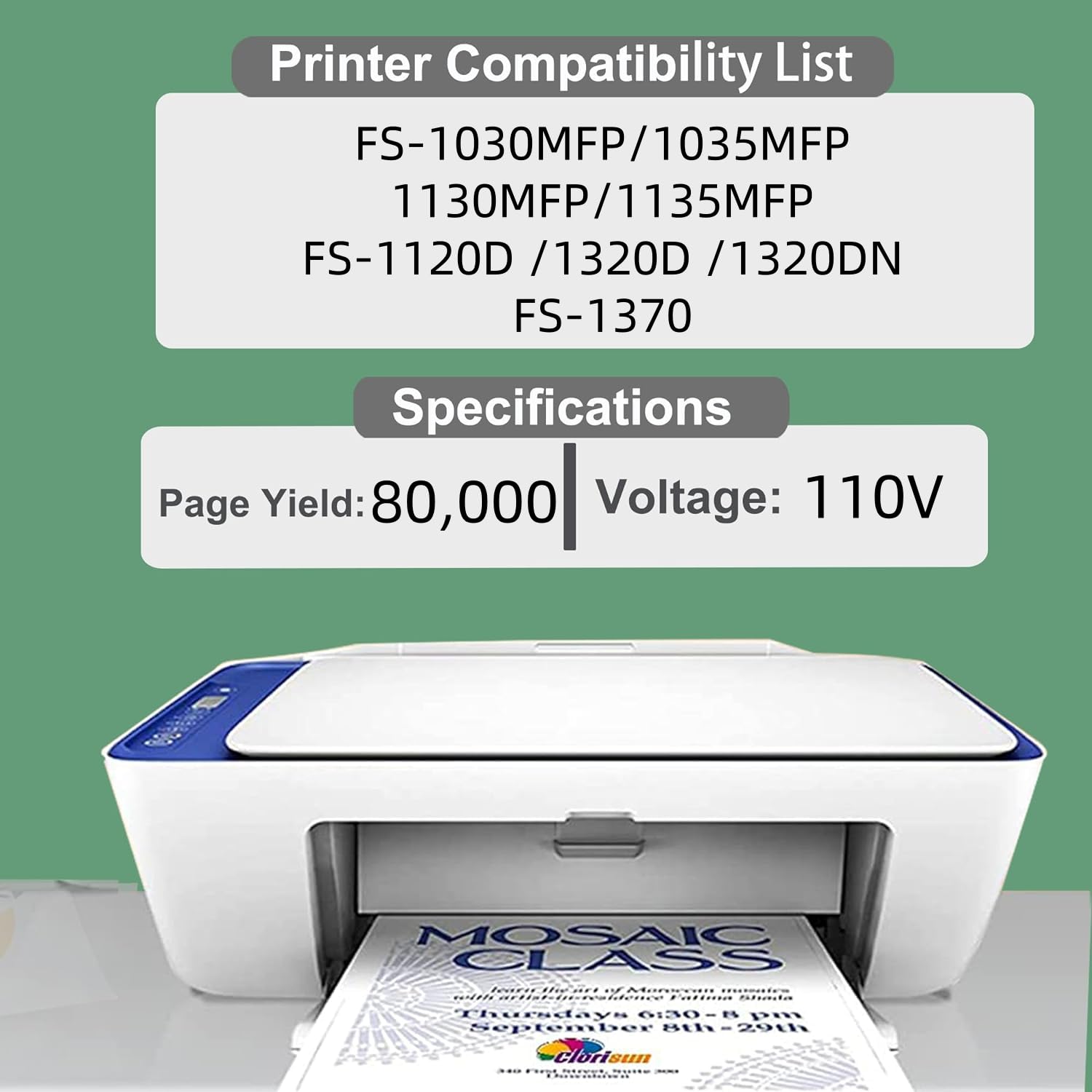 JUNTINE FK-170U Fuser Unit Replacement for Kyocera FK-170U 302LZ93051 302LZ93050 Fuser Unit Compatible with Kyocera FS-1030MFP 1035MFP 1130MFP 1135MFP FS-1120D 1320D 1320DN FS-1370 peinters(110V- 80K)