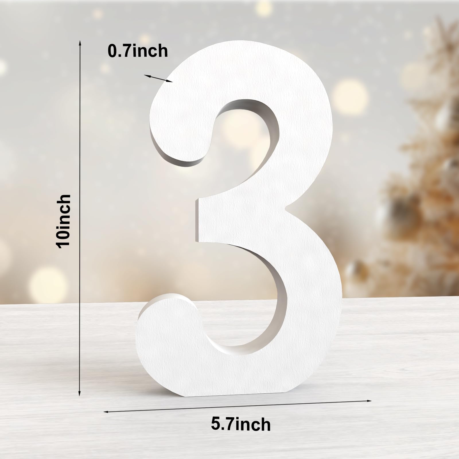 Aruatu 10 Inch White Wood Numbers Unfinished Wood Numbers for Wall Decor Decorative Standing Numbers Large Letters for wall Decoration for Craft Home Party Projects (3) - Image 2