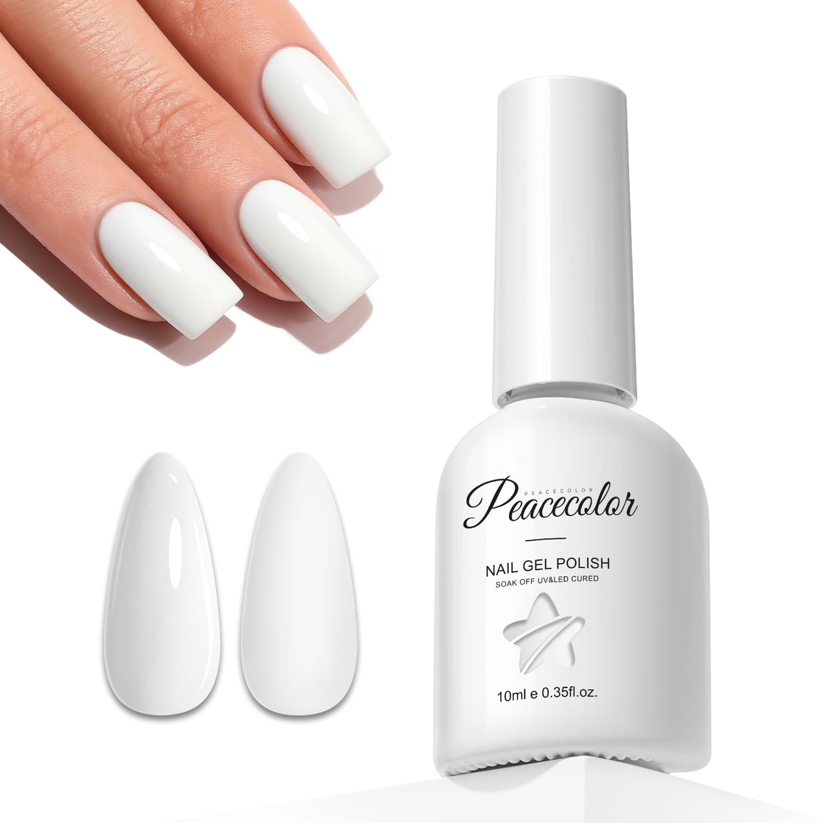 PEACECOLOR 10ml UV Nagellack Weiß, Nagellack Gel für DIY Nail Art UV/LED Soak-Off Nail Polish Maniküre für Anfänger Gel Nagel