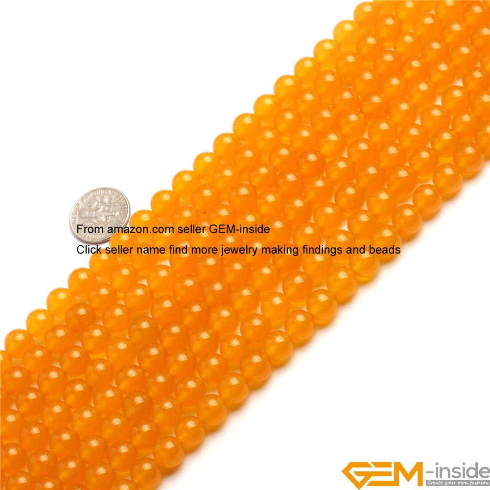 Yellow Jade Gemstone Beads - 8mm Round Loose Crystal Beads For Jewelry Making (15 Pieces)