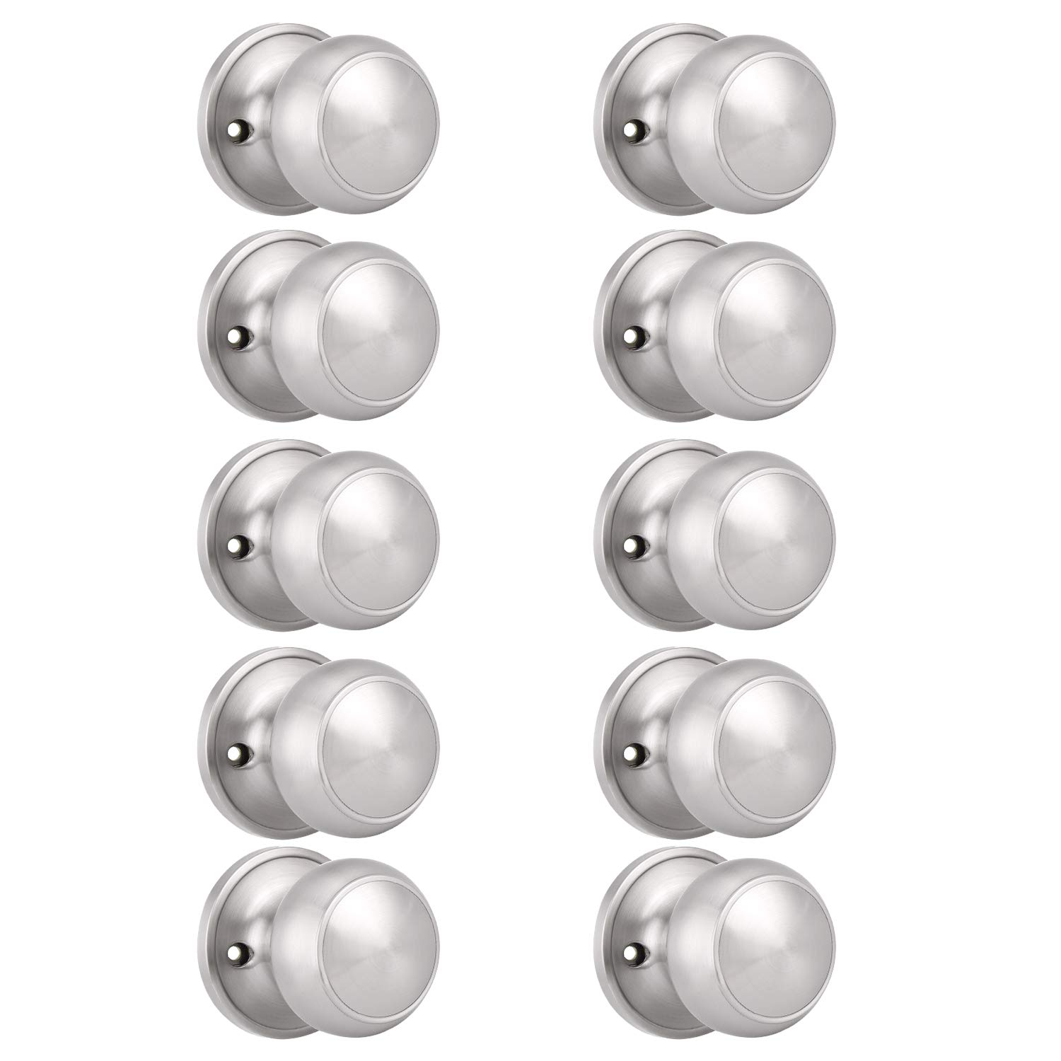 Probrico 10 Pack Classic Closet Door Knobs Dummy Door Knob, Individual Non-Turning Dummy Door Knob Single Side, Satin Nickel Interior Door Knobs, Easy Installation