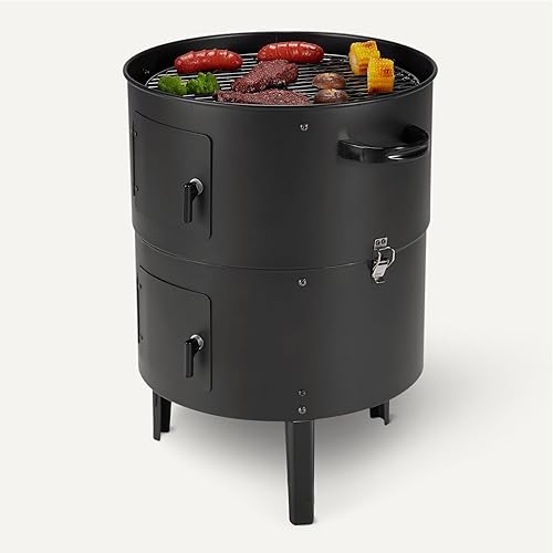 Miniatura 3 de Tienda Basics Ahumador vertical de carbón para exteriores de 16 pulgadas, parrilla de barbacoa, control de suministro de aire ajustable, paquete de