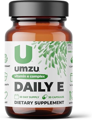 UMZU Cápsulas diarias de vitamina E | 100% de vitamina E diaria | Tocoferoles y tocotrienoles de espectro completo de origen sostenible con