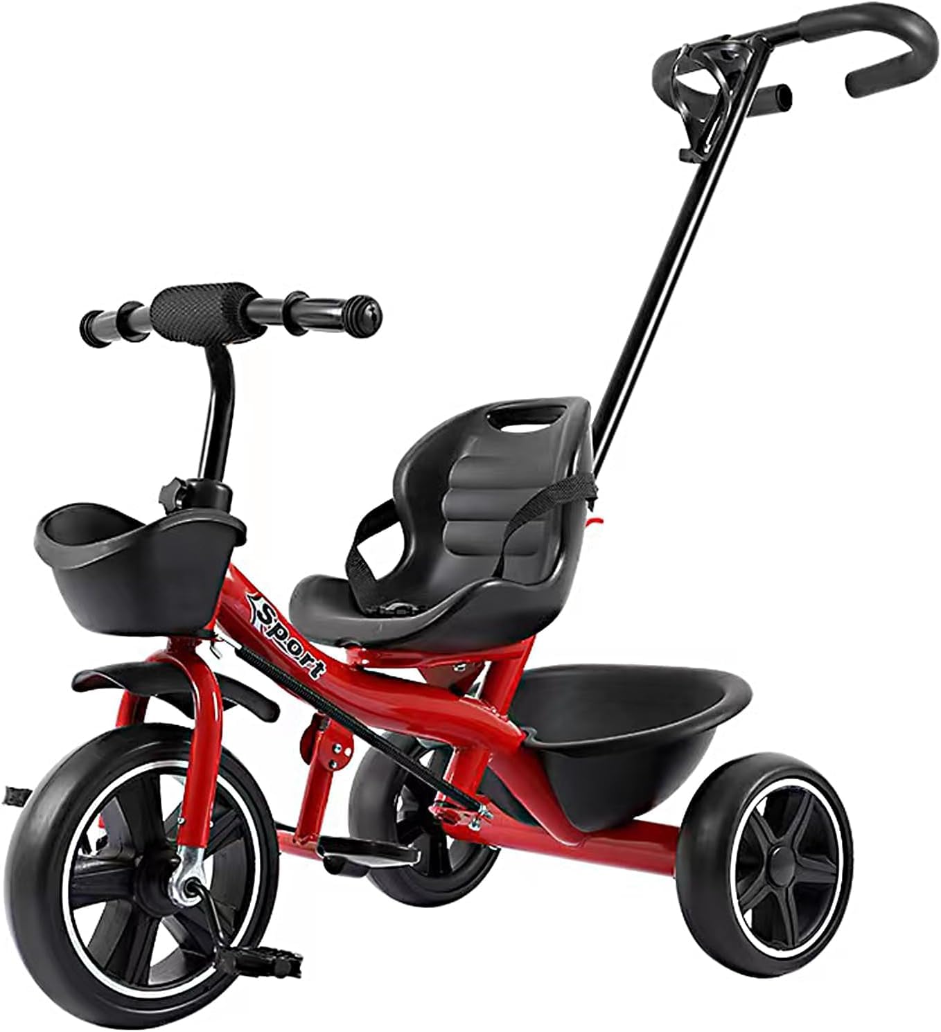 INGUNAR Tricycle for Kids, Dual Storage Basket & Parental Push Handle | Kids Tricycle for Baby | Cycle for Kids 2 to 5 Years Boy Girl (Red-C)