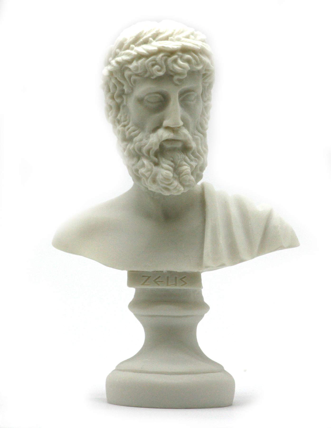 Zeus Father King of Gods Alabaster Bust Head Statue Sculpture Figure Decor 6.3 inches