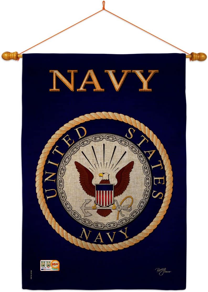 Navy House Flag Set Armed Forces USN Seabee United State American Military Veteran Retire Official Decorative Yard Banner Double-Sided Made In USA 28 X 40