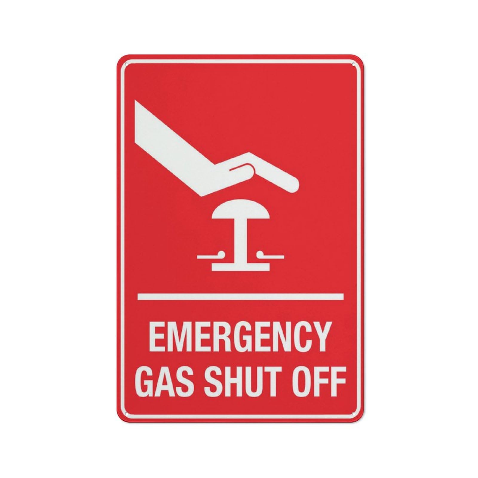 Emergency Gas Shut Off Symbol Sign Funny Decor For House Door Office Business Yard,Metal Aluminum Rust Free Sign - 12" X 8", Pre-Drilled Holes, Weather Resistant