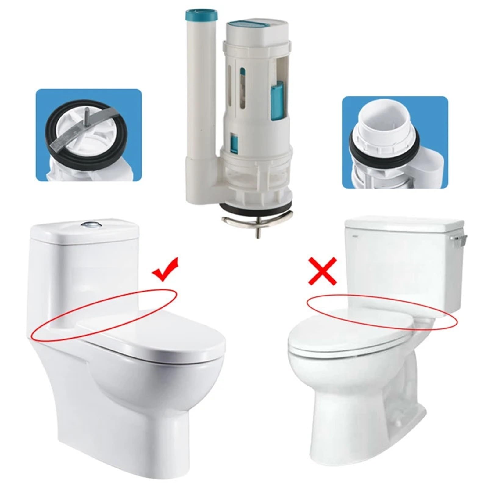 Galleggiante Cassetta Wc Kit valvola a pulsante a doppio scarico | WC Serbatoio dell'acqua Cisterna Sifone WC(24cm kit)