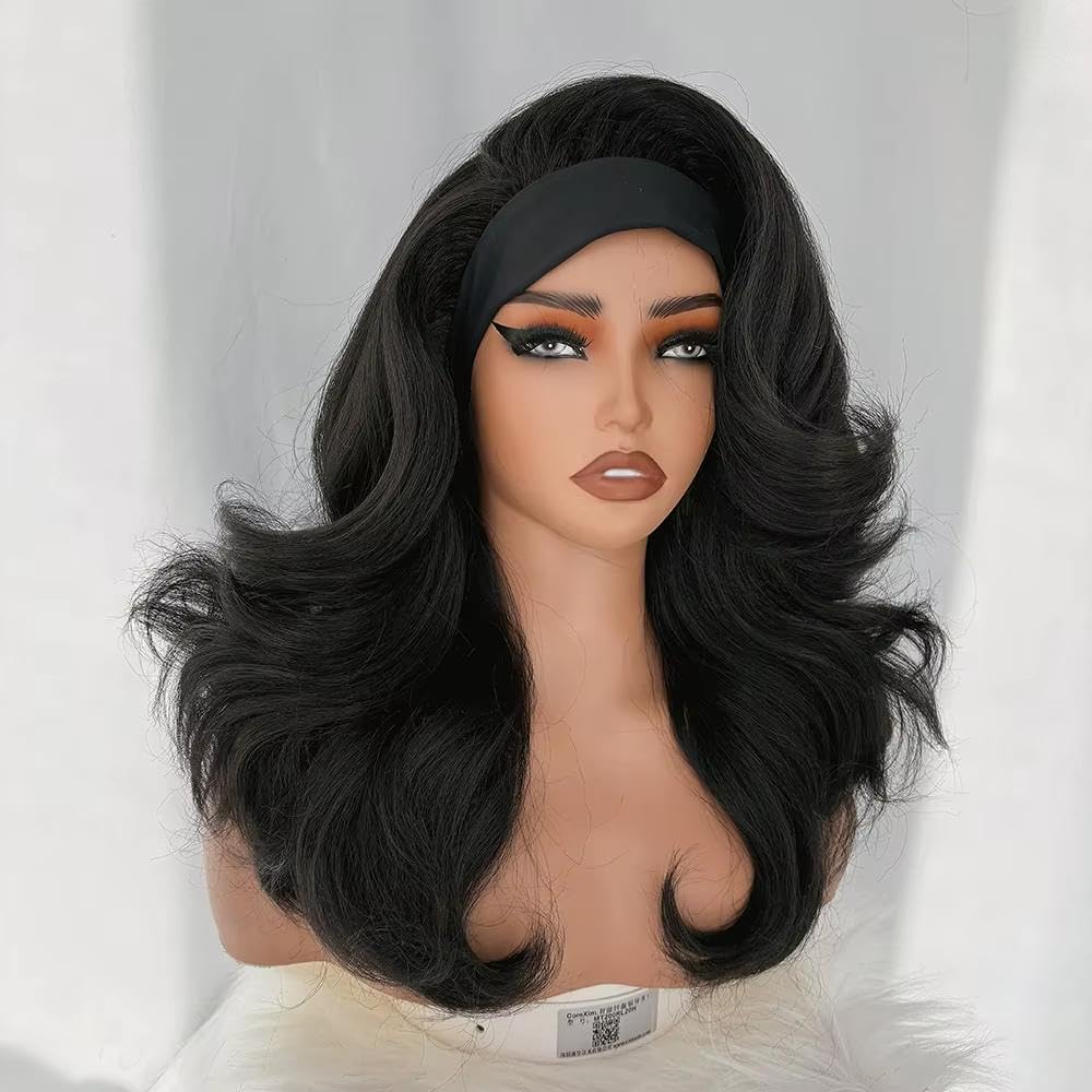 Haarpflege Kurze Gewellte Wear-and-Go-Perücke Schwarz 45,7 Cm Lockiges Haar Für Frauen Afro-Stirnband-Perücke(2)