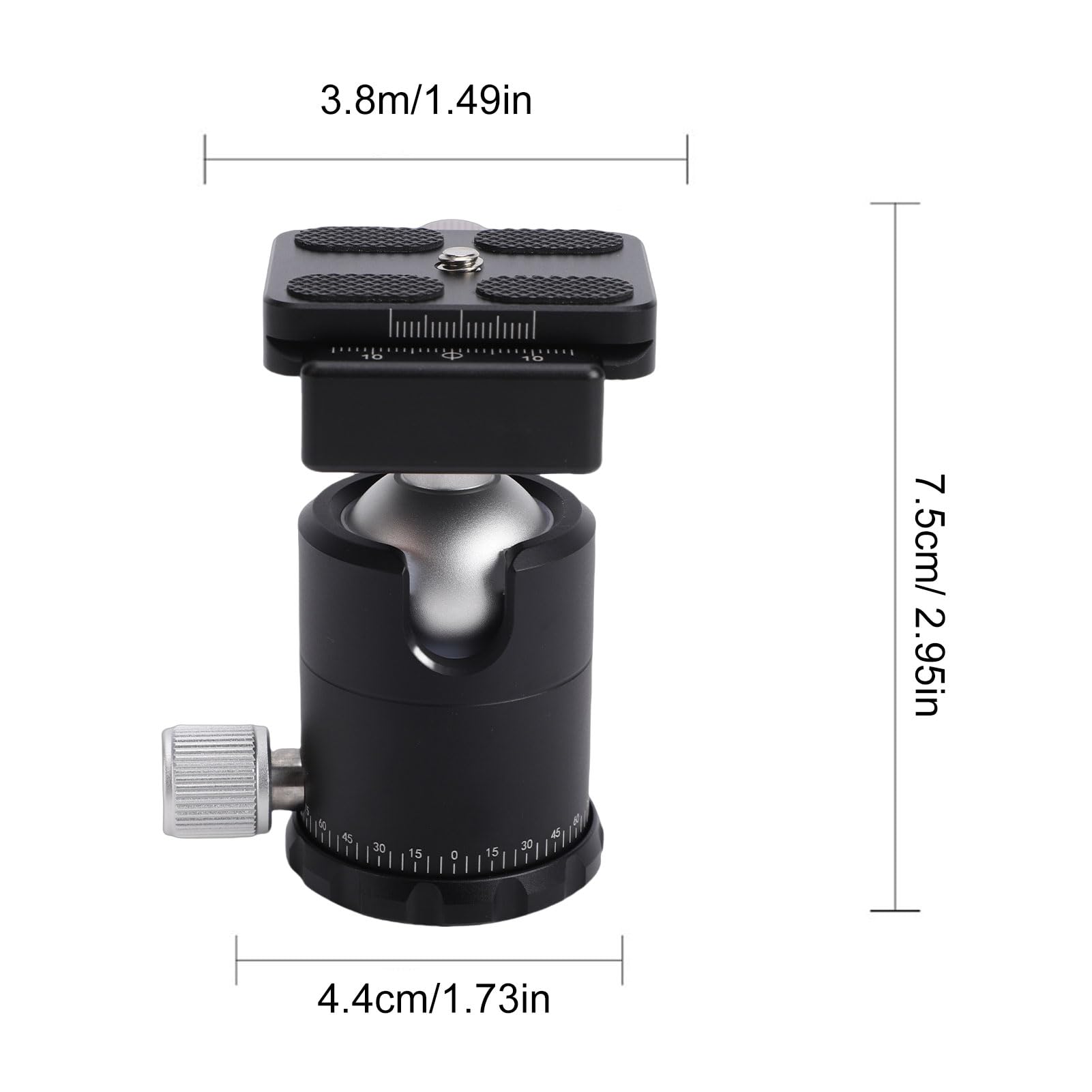 Andoer Rótula de Bola para Trípode, Bola de Metal Grande 30 Mm para Cámara DSLR con Base Panorámica 360, Capacidad Carga 8 Kg, Triple Bloqueo, Placa Liberación Rápida