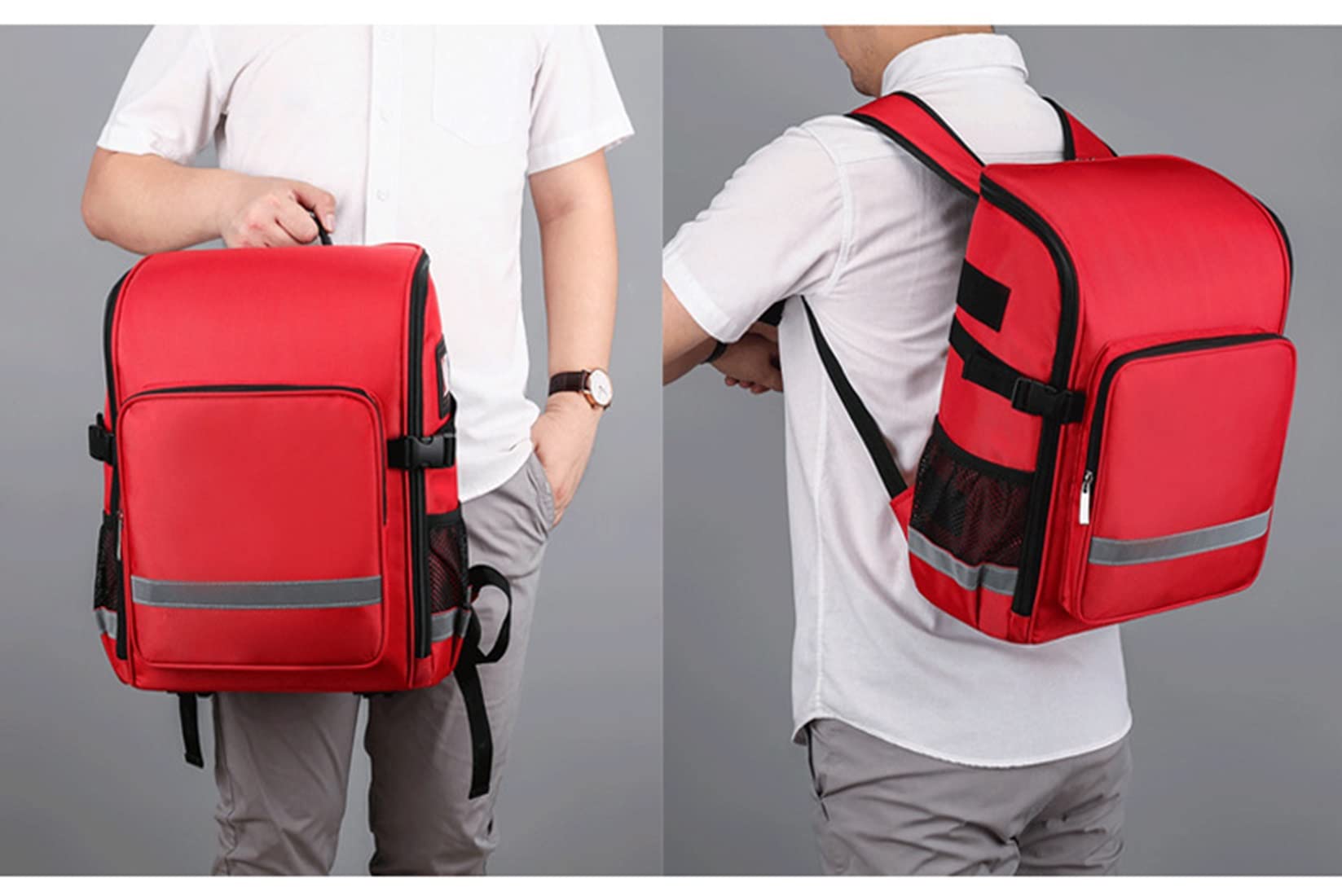 Tragbares Erste-Hilfe-Set Erste-Hilfe-Tasche Trauma-Rucksack leer, medizinisches Notfall-Überlebens-Set für EMS, Camping, Wandern, Gesundheit zu Hause, Exkursionen (Color : Red)