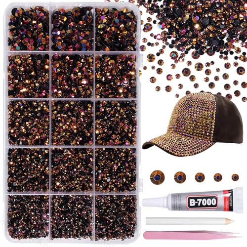 12000Pcs Brown Tan AB Color Rhinestones for Bedazzling 2/3/4/5/6mm Mix Sizes Jelly Bedazzling Resin Gems Tan Gems Bedazzling Kit Flatback Resin Rhinestones for DIY Face Makeup Crafts Tumblers