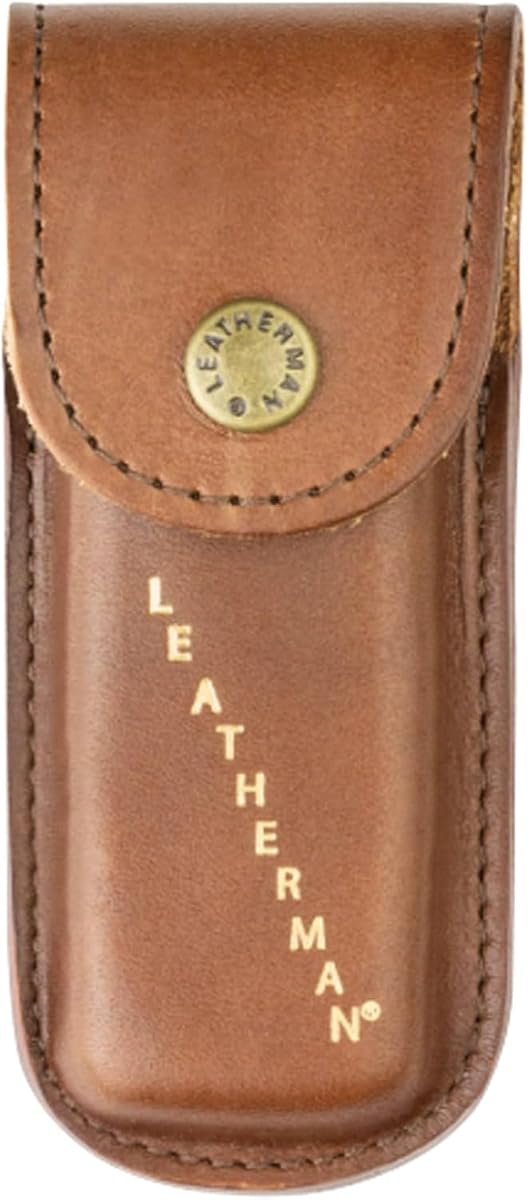Funda a presión de cuero LEATHERMAN Heritage para multiherramientas, marrón, pequeña | Cuero marrón genuino con cierre a presión, se adapta a multiherramientas de bolsillo pequeño, estilo de transporte tradicional clásico