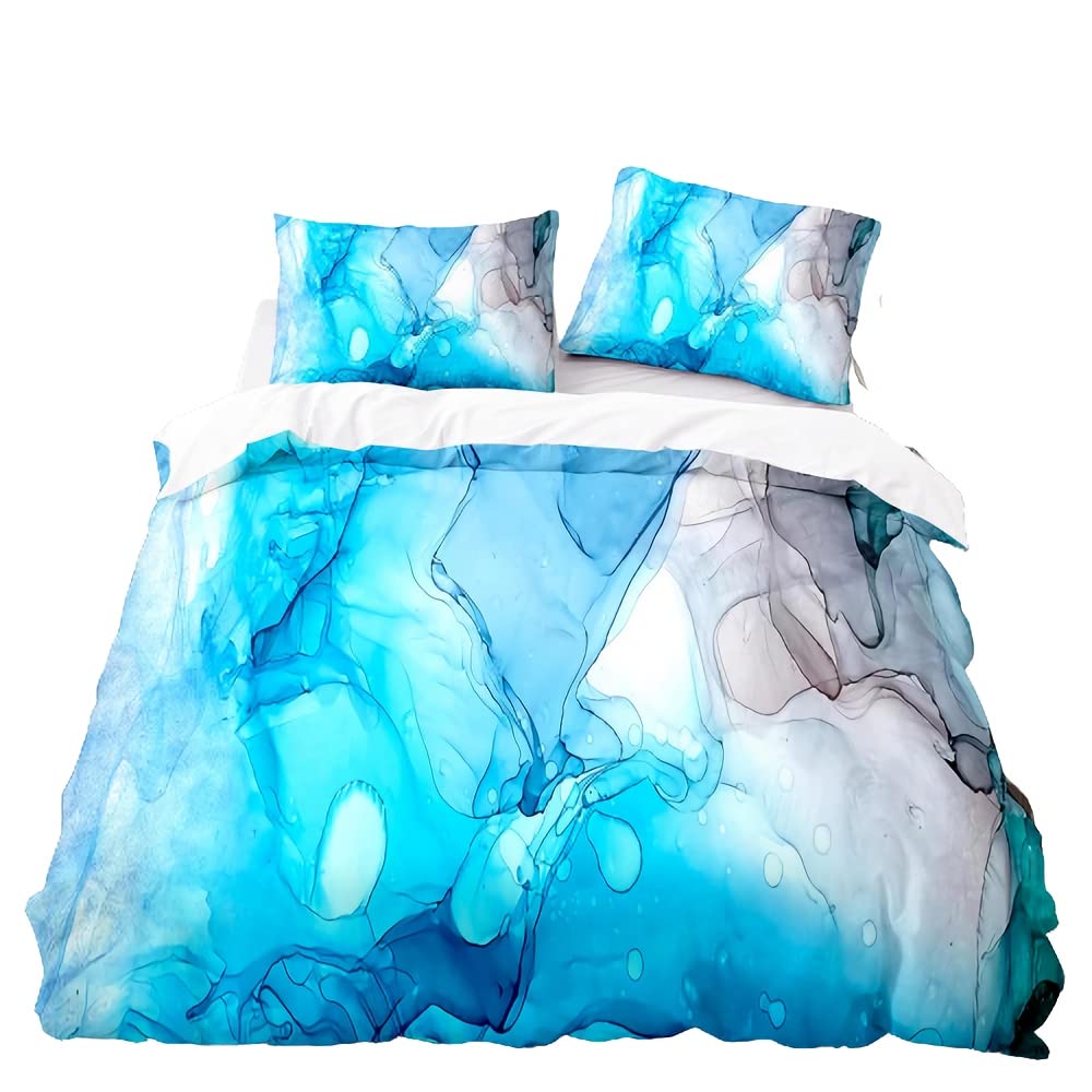 Housse de couette 200 x 200 cm aspect marbre bleu pour des nuits douces et élégantes