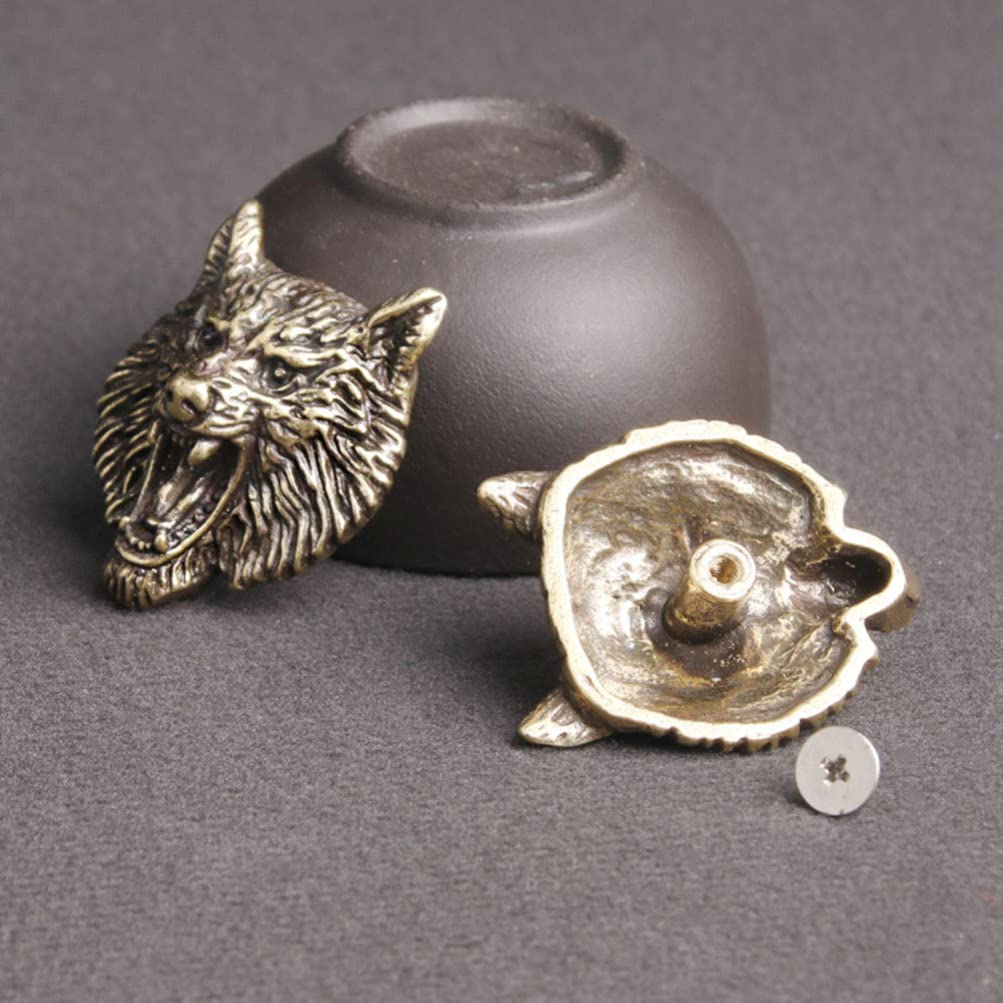 EXCEART Lot De 2 Boutons En Forme De Tête De Loup En Laiton
