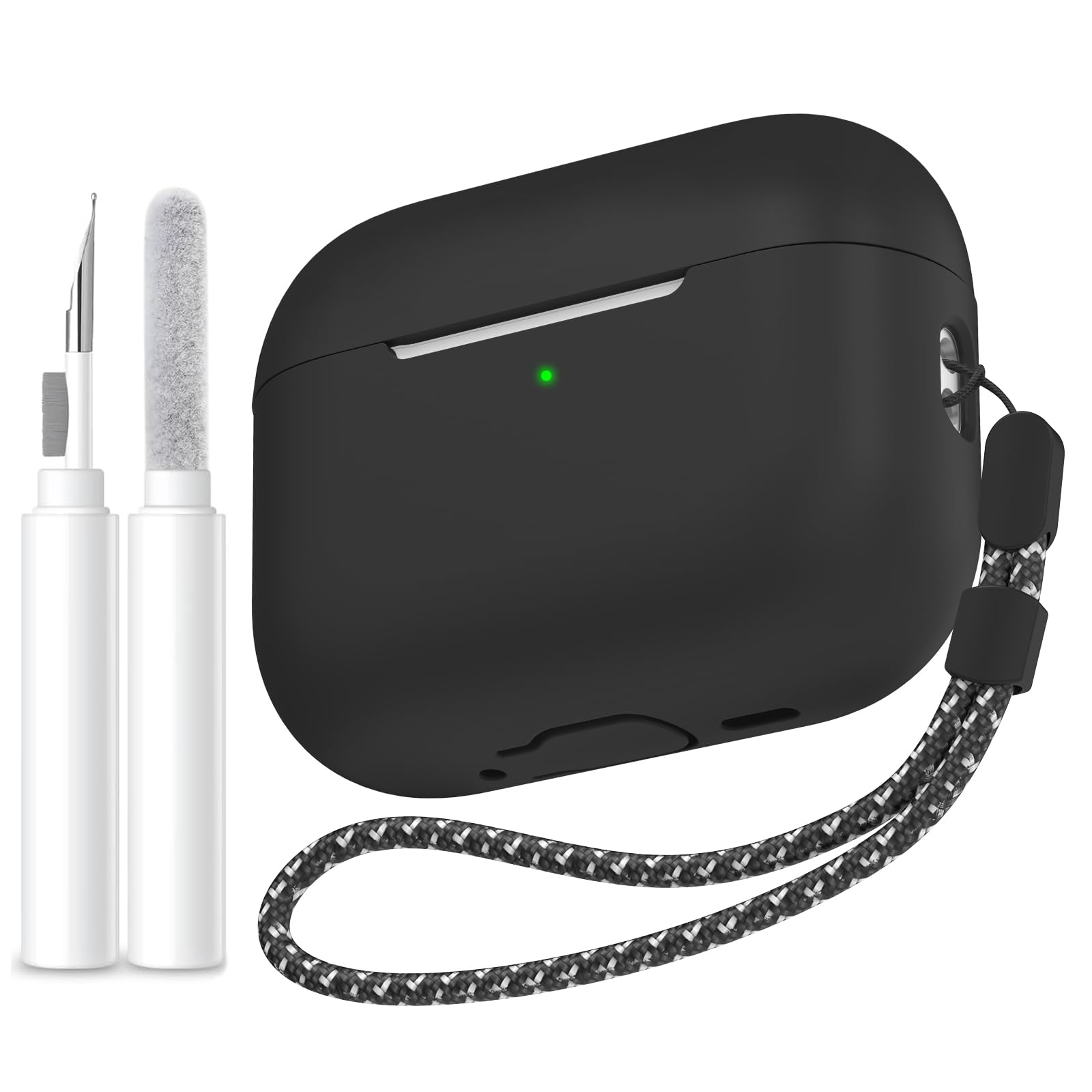 AhaStyle Hülle für AirPods Pro 3 (2025) Mit Reinigungsstift Weiche Silikon AirPods Pro 3. Generation Case Mit Handschlaufe Vollständige Stoßfeste Schutzhülle für Apple AirPods Pro 3. Gen