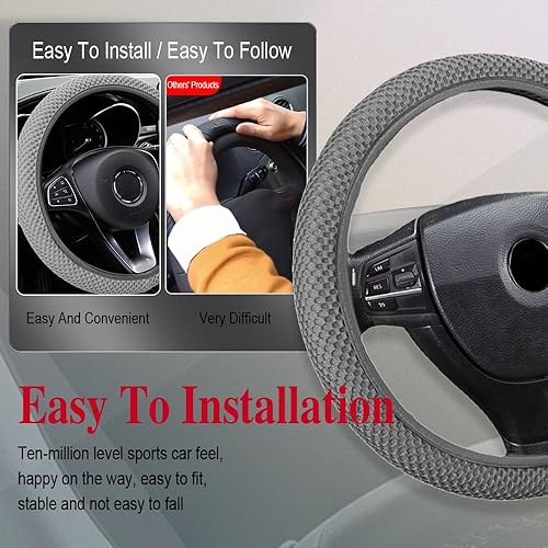 Miniatura 5 de Funda elástica elástica para volante de automóvil, protector antideslizante para volante de automóvil de 15 pulgadas, accesorios universales para