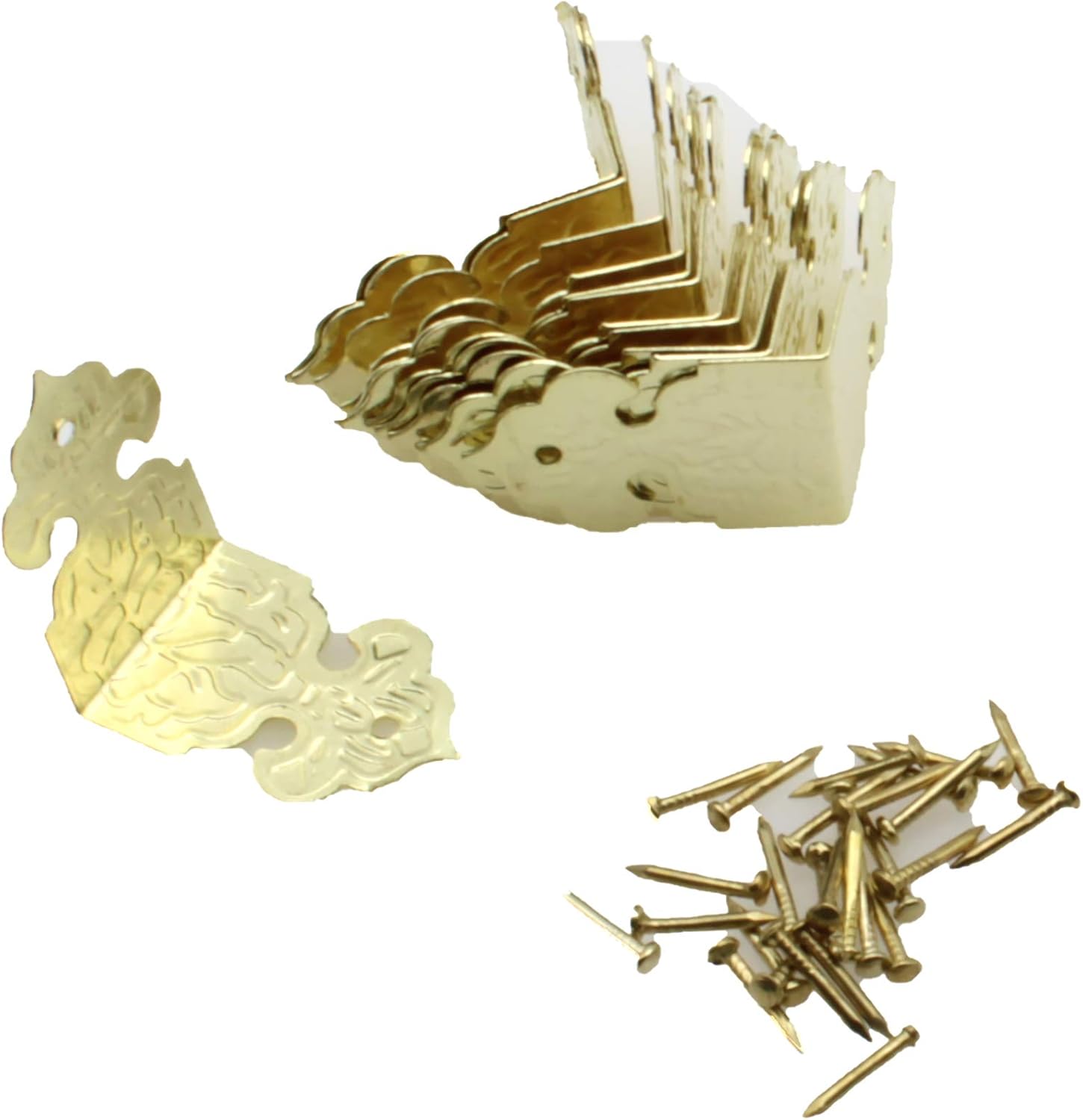 LBTODH 12pcs Vintage Bronze Engraved Box Corner Guards Desk