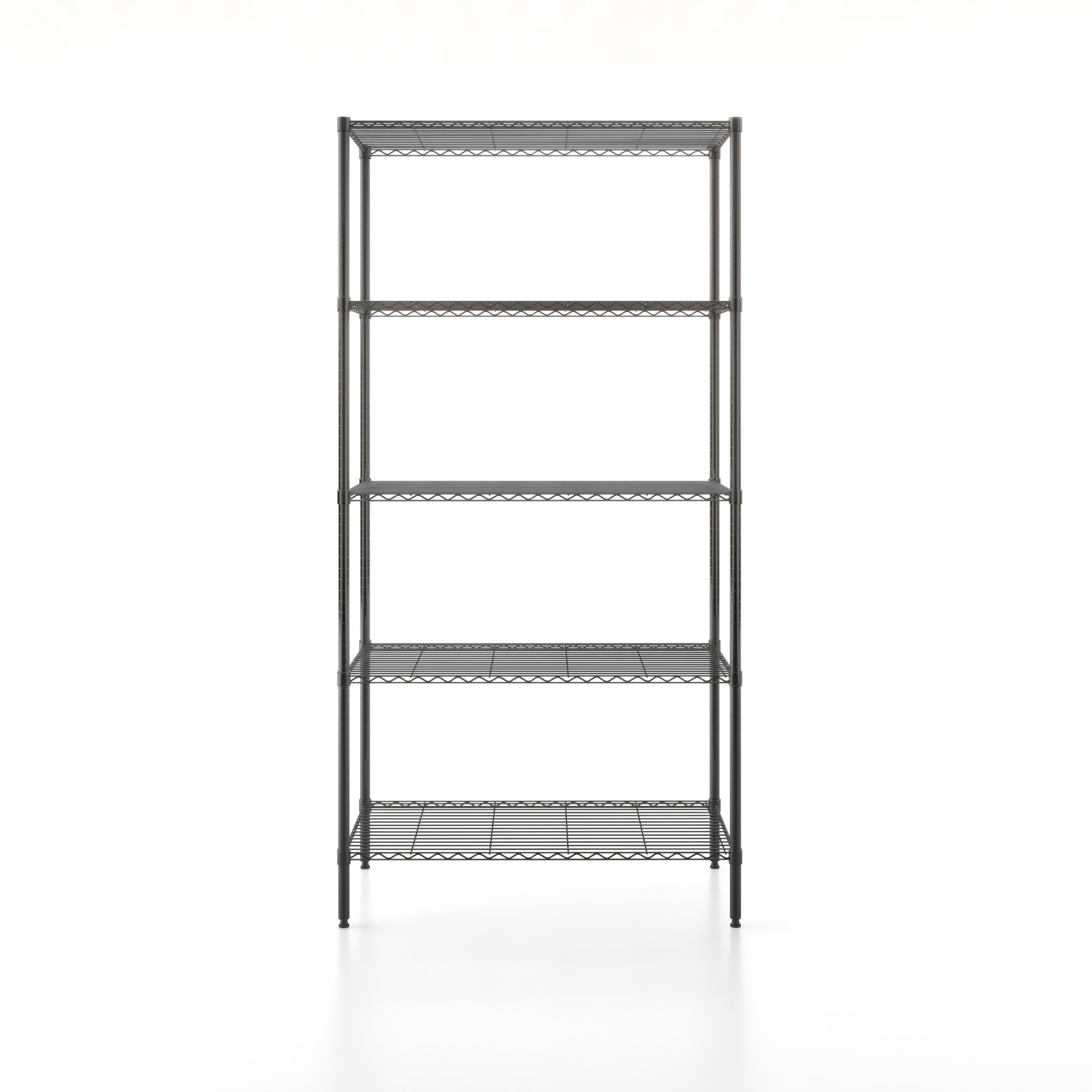 Furniture of America Upland Metallregal mit 5 Etagen, NSF-Zertifiziert, strapazierfähig, höhenverstellbar, Drahtregal für Küche, Büro, Garage, Keller, Waschküche, Schwarz
