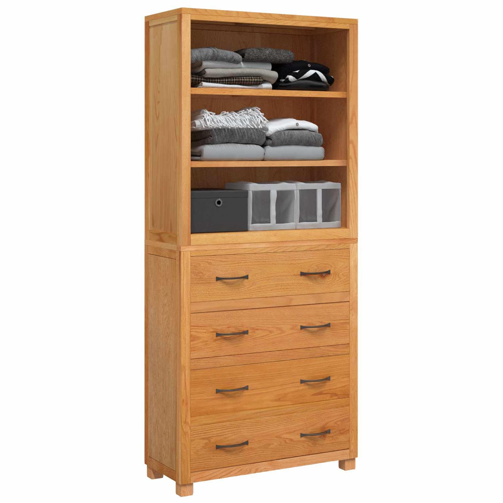 Aufbewahrungsmöbel mit 3 Schubladen Holzwerkstoff - Modernes Stauraum-Möbelset in Braun für Wohnzimmer und Schlafzimmer, Robuster Schrank mit Massivholz-Beinen, 80 x 35 x 185 cm