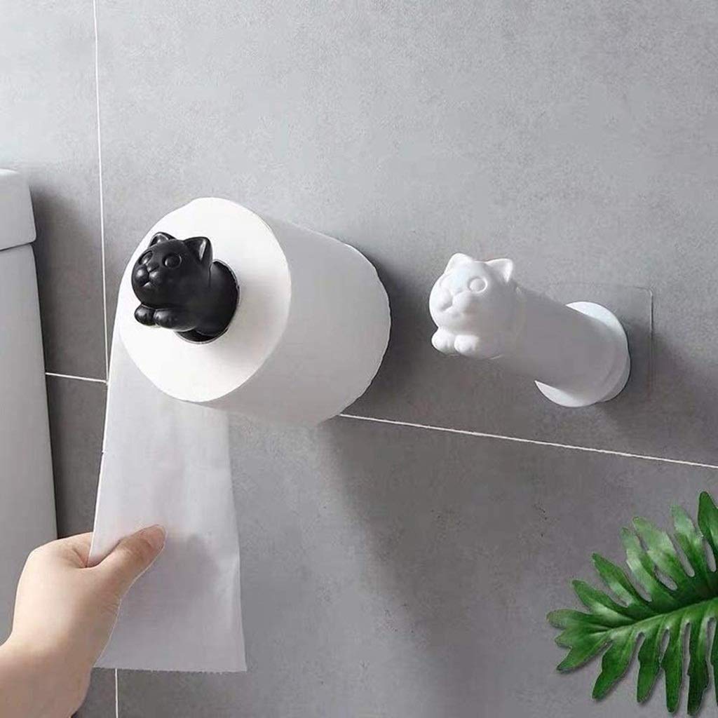 Portarrollos de Papel higiénico, Portarrollos de Papel higiénico de Pared para Gatos, Portarrollos de Papel higiénico de Polipropileno para Cocina, Colgador de Papel higiénico Adhesivo, acce