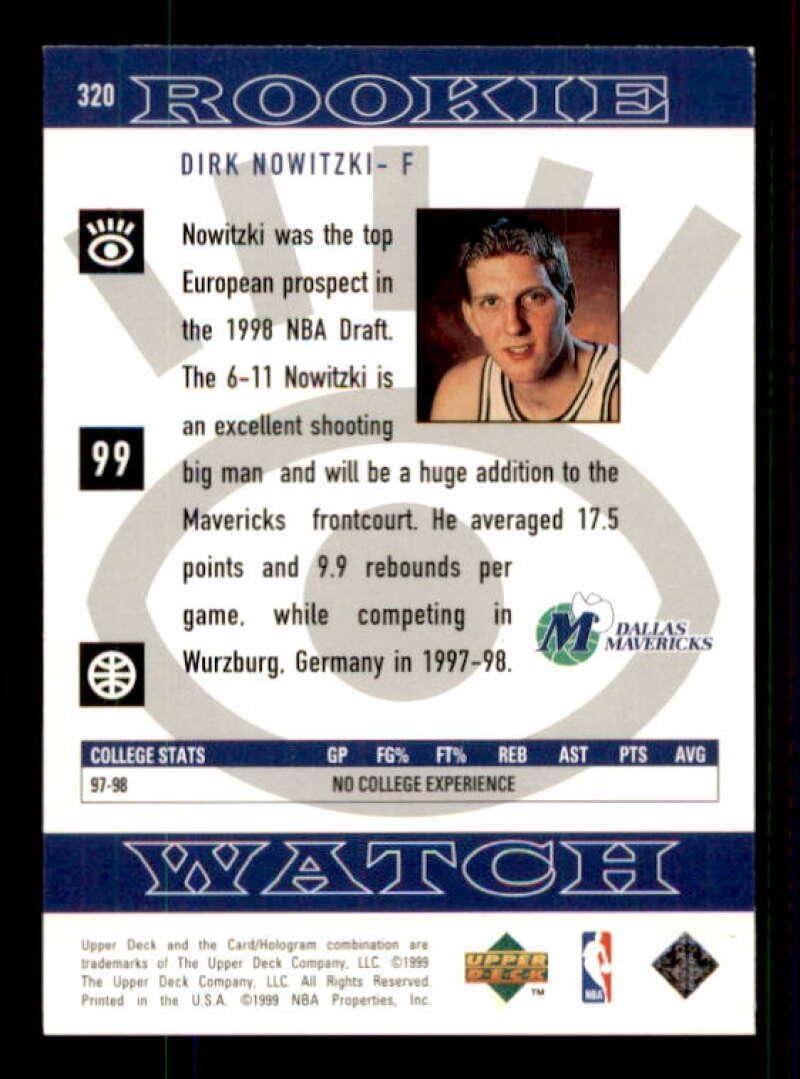 Dirk Nowitzki Rookie Card 1998-99 Upper Deck #320 - Basketball Slabbed Rookie Cards