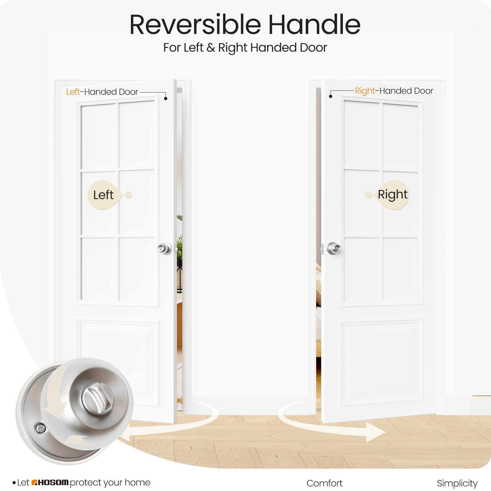 Privacy Door Knobs with Lock - 2 Pack Satin Nickel -6 Privacy Door Knobs with Lock - 2 Pack Satin Nickel -6