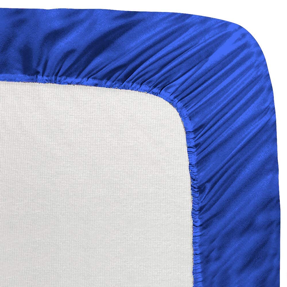 PS Linen & Bedding 1-Piece Fitted Sheet with 12'' Deep Pocket, Solid Pattern Egyptian Cotton 800 Thread Counts King XL Size Royal Blue.