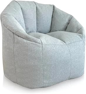Dojo Bloom Bean Bag Chair (Filled) – Deluxe Cotton | Light Grey | Comfy Seating for Adults & Teens