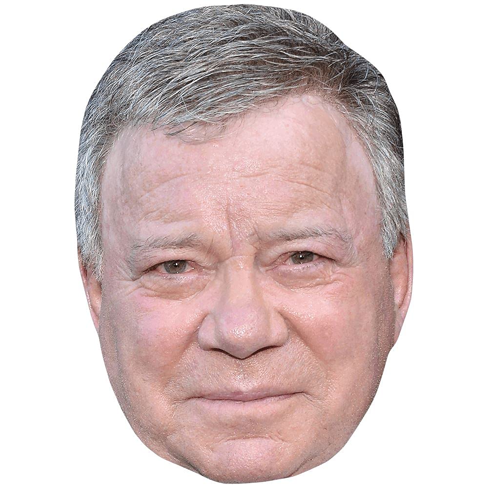 William Shatner (Grey Hair) Celebrity Mask, Flat Card Face, Fancy Dress Mask