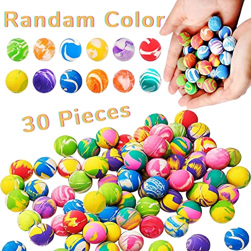 Steemjoey 30Pcs Flummis, 20mm Flummis Springball Gummiball, gemischte Farben, Hüpfbälle und Kindergeburtstag Gummibälle Gastgeschenke