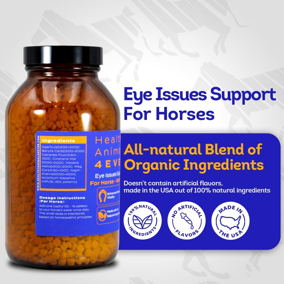 HA4E - Horse Eye Health Support - Maintains Normal Mineral Levels for Healthy Eyes - Highly Effective, Natural Homeopathic Supplement - Pellets, Barn Size (Extra Large)