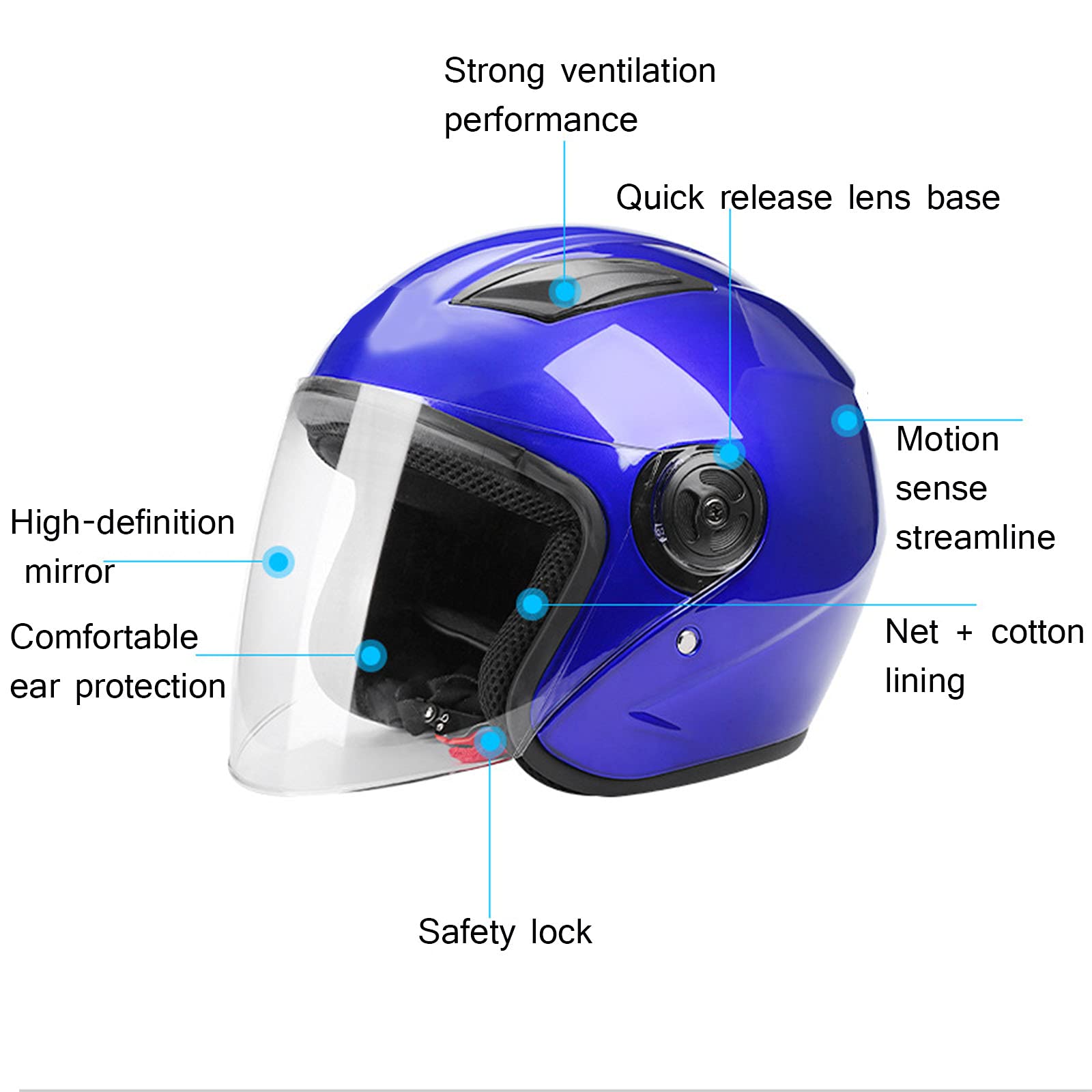 Casco Jet Moto Doppia Visiera Scooter Motorino Casco Protettivo Leggero Uomo e Donna per Motocicletta, Scooter, Moto Cross, Motorino - Omologato ECE,Bianca