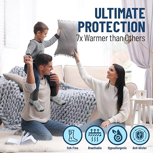 Miniatura 6 de Debra Weitzner Calcetines térmicos para niños, calcetines cálidos para botas de invierno para niños y niñas, paquete de 2 unidades con aislamiento