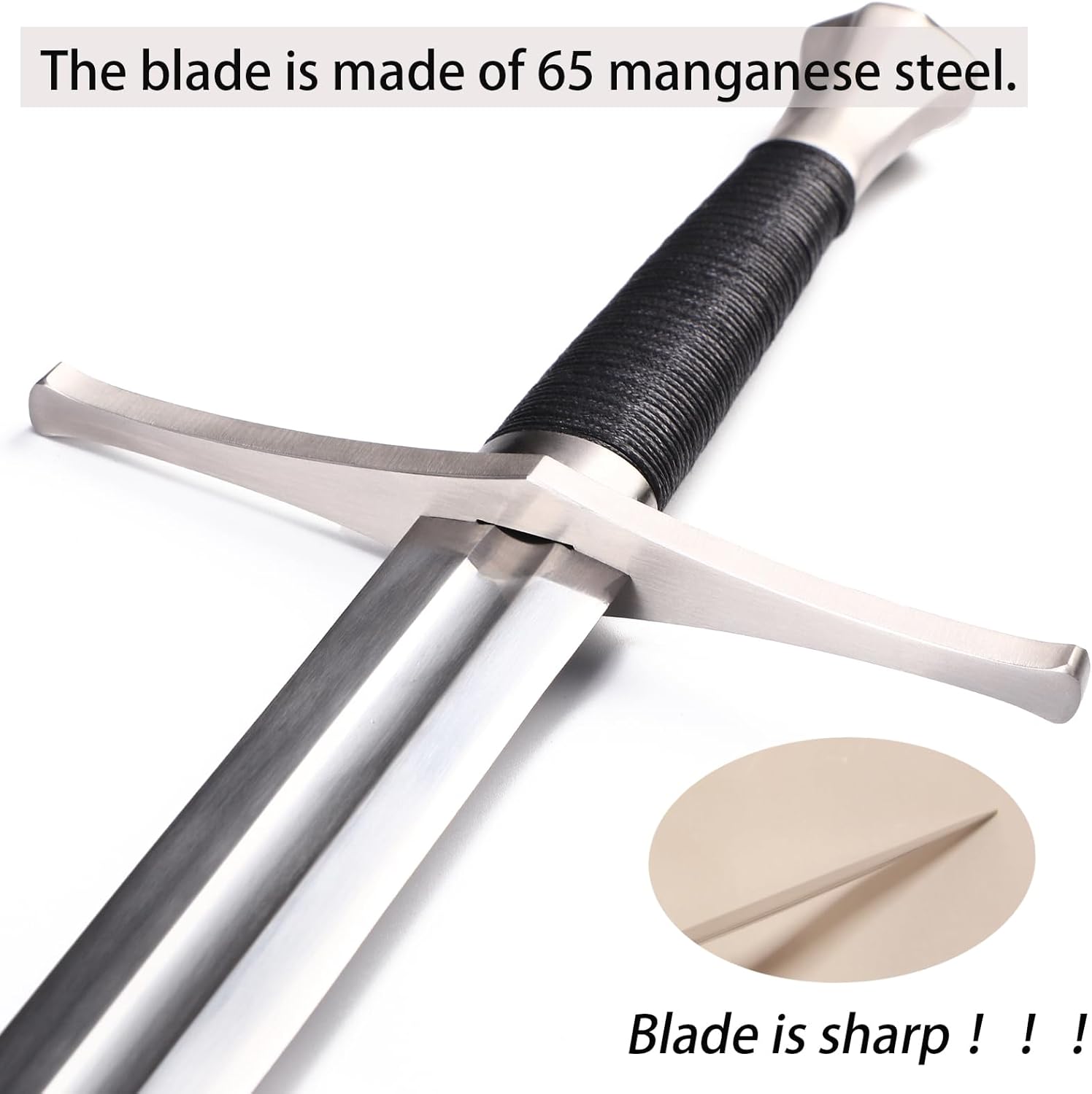 Handmade Cast Sharp Blade Medieval Sword, Full Tang, with Leather Protective Cover,Real Metal Sword for Collection Gift