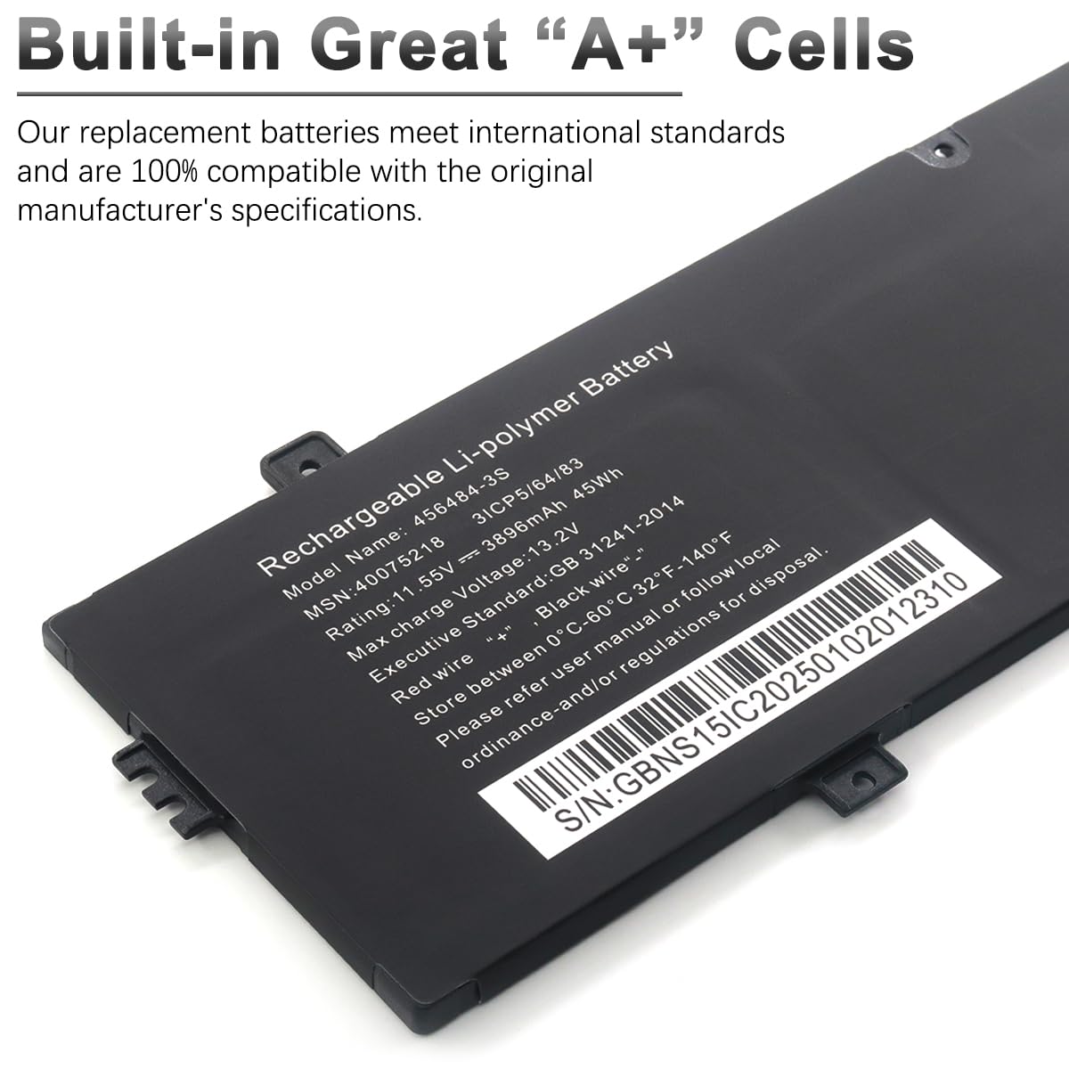 456484-3S 40075218 Laptop Akku für Medion Akoya E16402 E15407 E16401 E15303 E14304 E15309 E14303 E15408 11.55V 45Wh 3896mAh