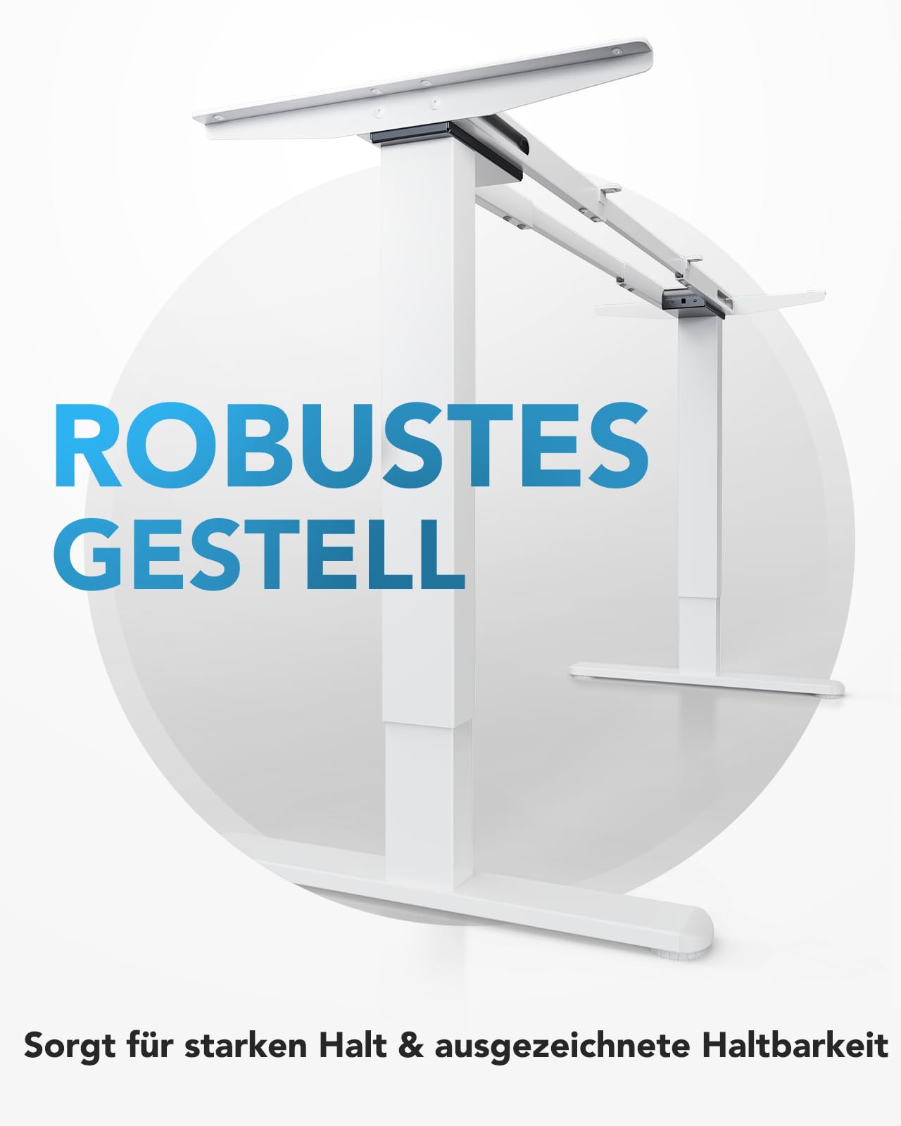 HUANUO Höhenverstellbarer Schreibtisch Gestell mit 2 starken Motoren, T-förmige Schreibtisch Gestell Höhenverstellbar aus Stahl in Automobilklasse,max. 228x80cm,Super Belastung 120KG