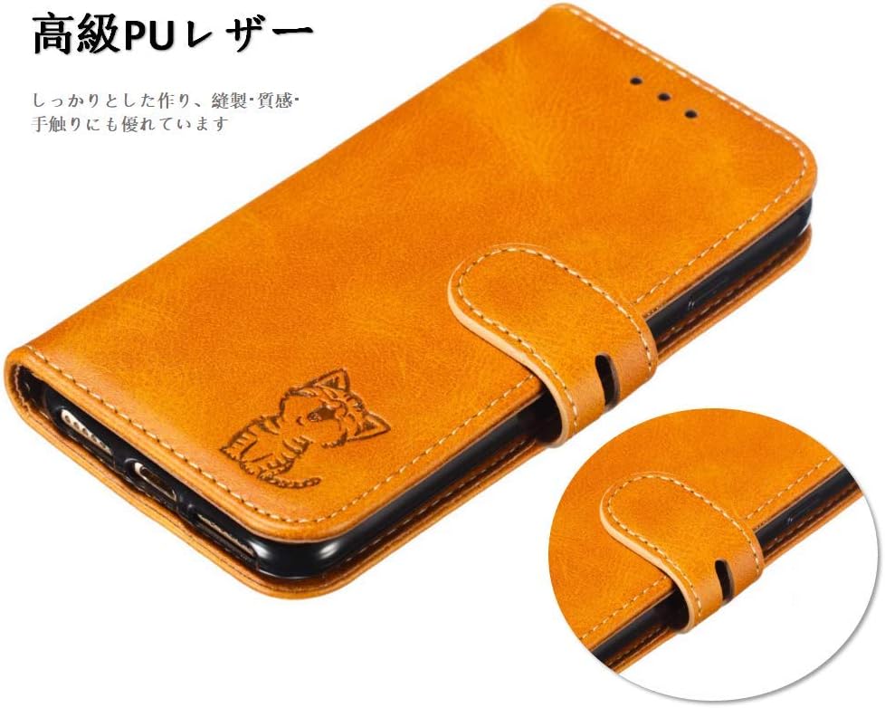 AQUOS sense 3ケース手帳型 shv45 ケース docomo SH-02Mケース sense3 liteケース SH-RM12ケース アクオス センス3 ケース ネックストラップ付 かわいい おしゃれ 猫柄 ねこ ストラップホール付き 薄い 軽い スタンド機能 AQUOS sense 3 liteスマホケース カバー (AQUOS Sense3/Sense3 lite,ブラウン)