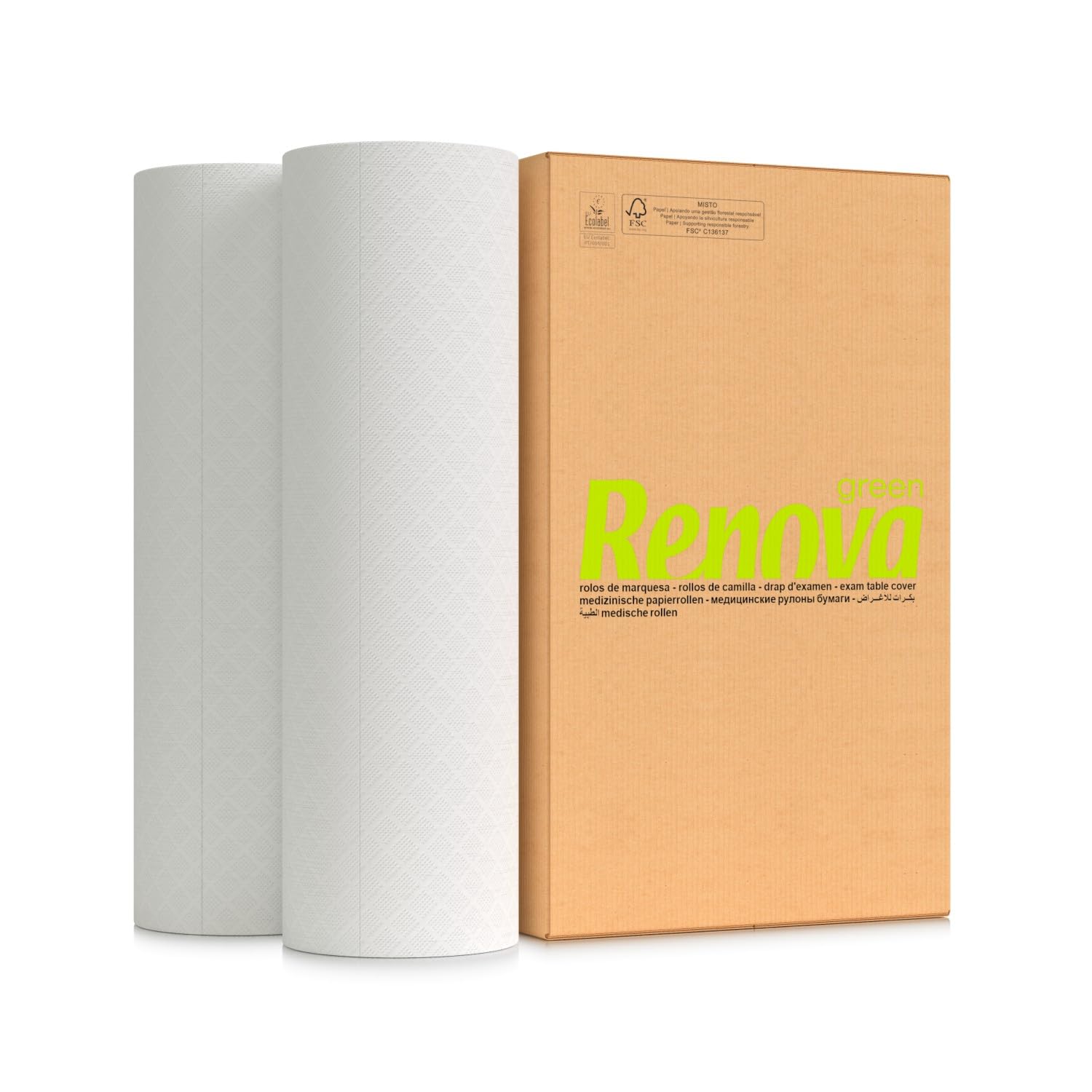 Rollos Camilla Renovagreen I 6 rollos de 110 metros I 500mm de ancho I 1 Capa I Certificado Ecolabel