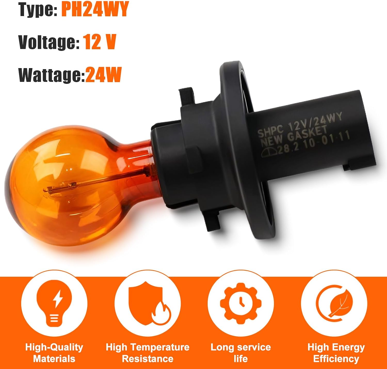 PH24WY / 15782705 Amber Multi-Purpose Turn Signal Light Bulb – 12V 24W – Fits GMC Acadia (2007–2012), Cadillac CTS (2008–2015), Buick Enclave (2008–2012), Saturn Outlook (2007–2010)