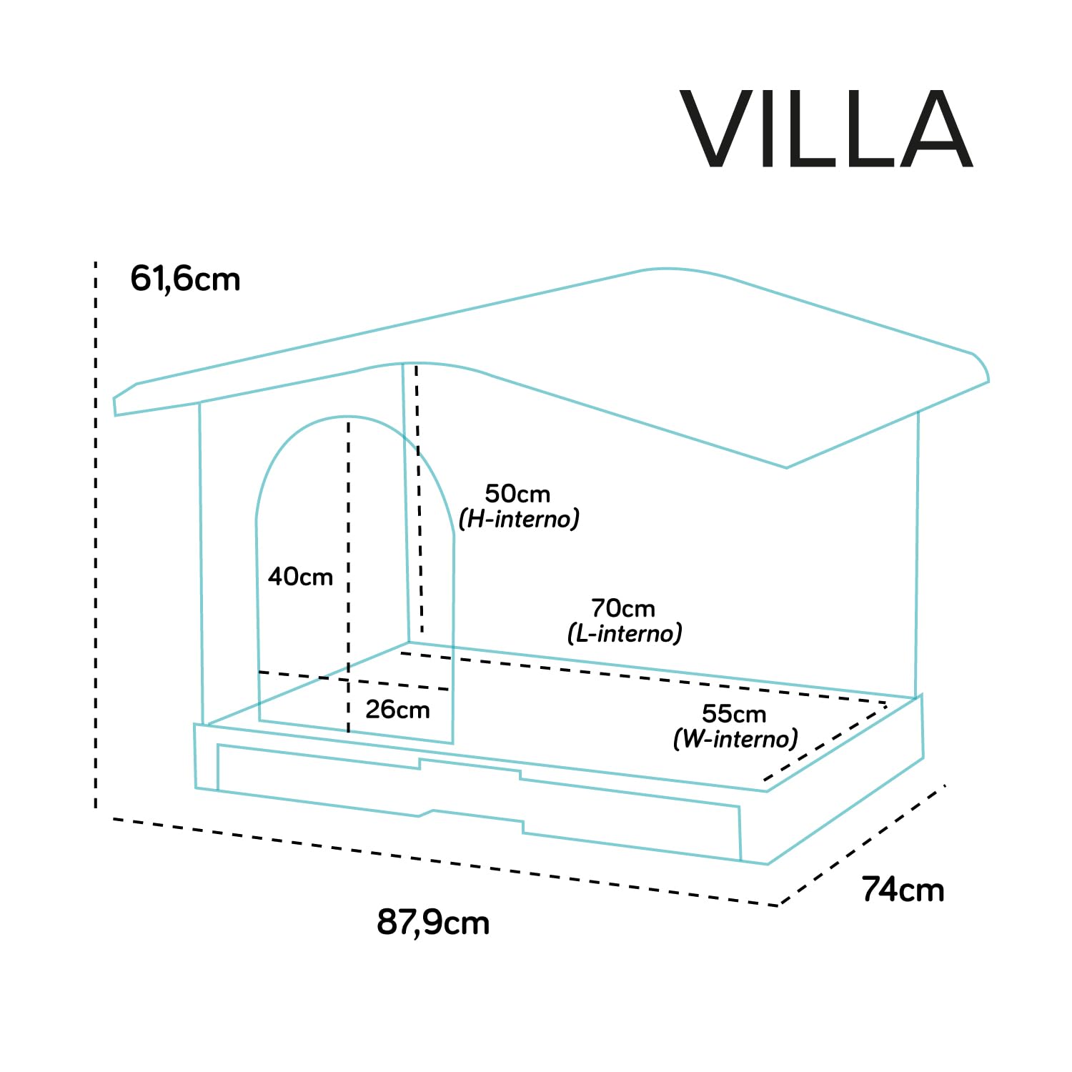 Aqpet Cuccia Casetta per Cani in Plastica per Esterno Interno Casa Giardino, con Pavimento Rialzato e tetto sollevabile, per Cani Taglia piccola/media 87 x 74 x 61 H, Marrone