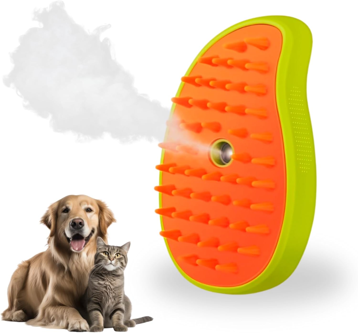 Steaming Cat Brush | 3 in 1 Silicone Pet Spray Hair Removal Comb – Silicone Cat Brush – Pet Steam Brush Dogs and Cats, Steaming Cat Brush for Grooming, cat steam brushes for indoor cats (Green Comb)